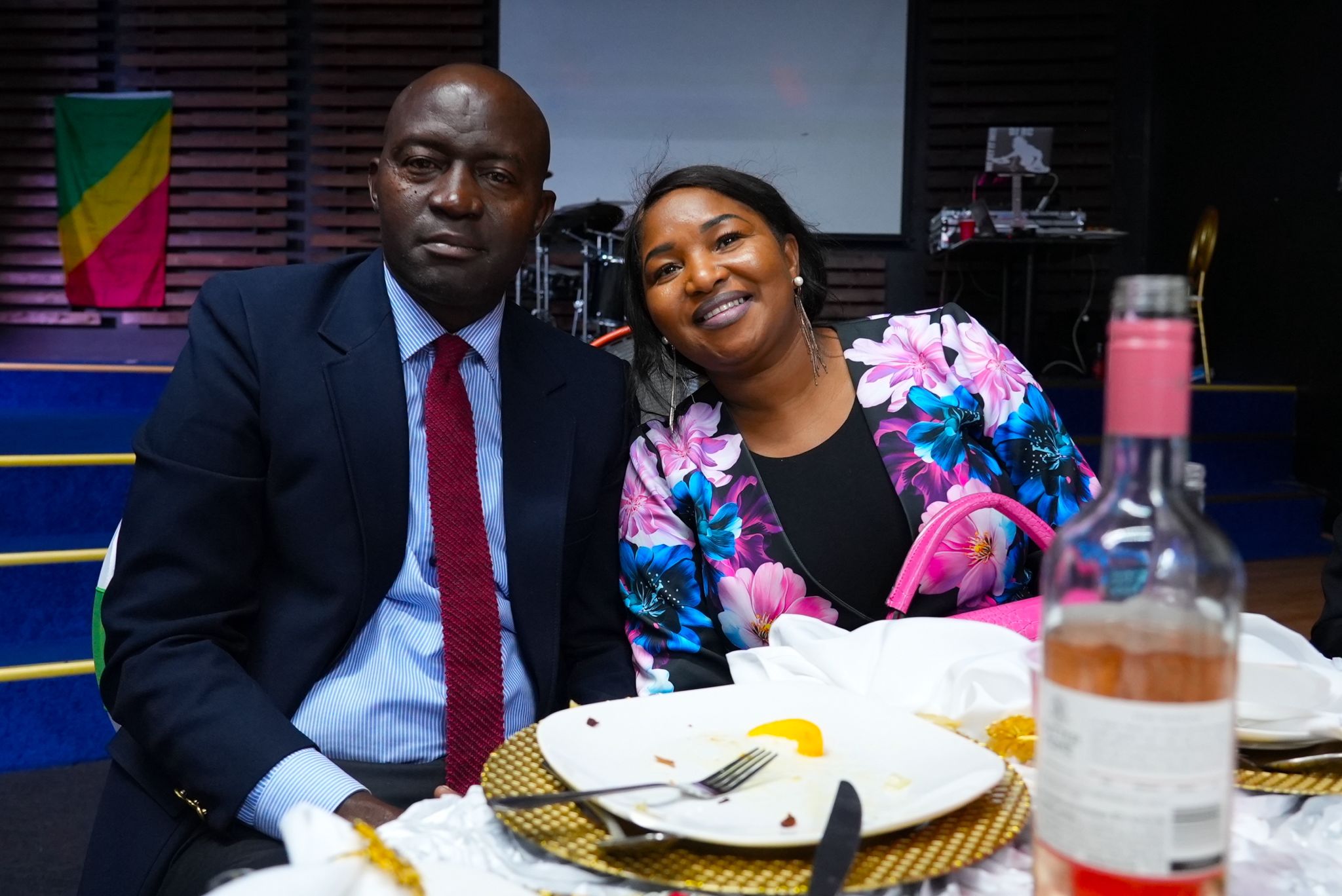 Congolese Independence Day party venue with Republic of Congo colors and decorations